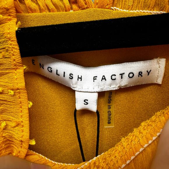 NWT English Factory Yellow Long Sleeve Swiss Dot Smocked Maxi Dress Womens Small - Picture 7 of 10